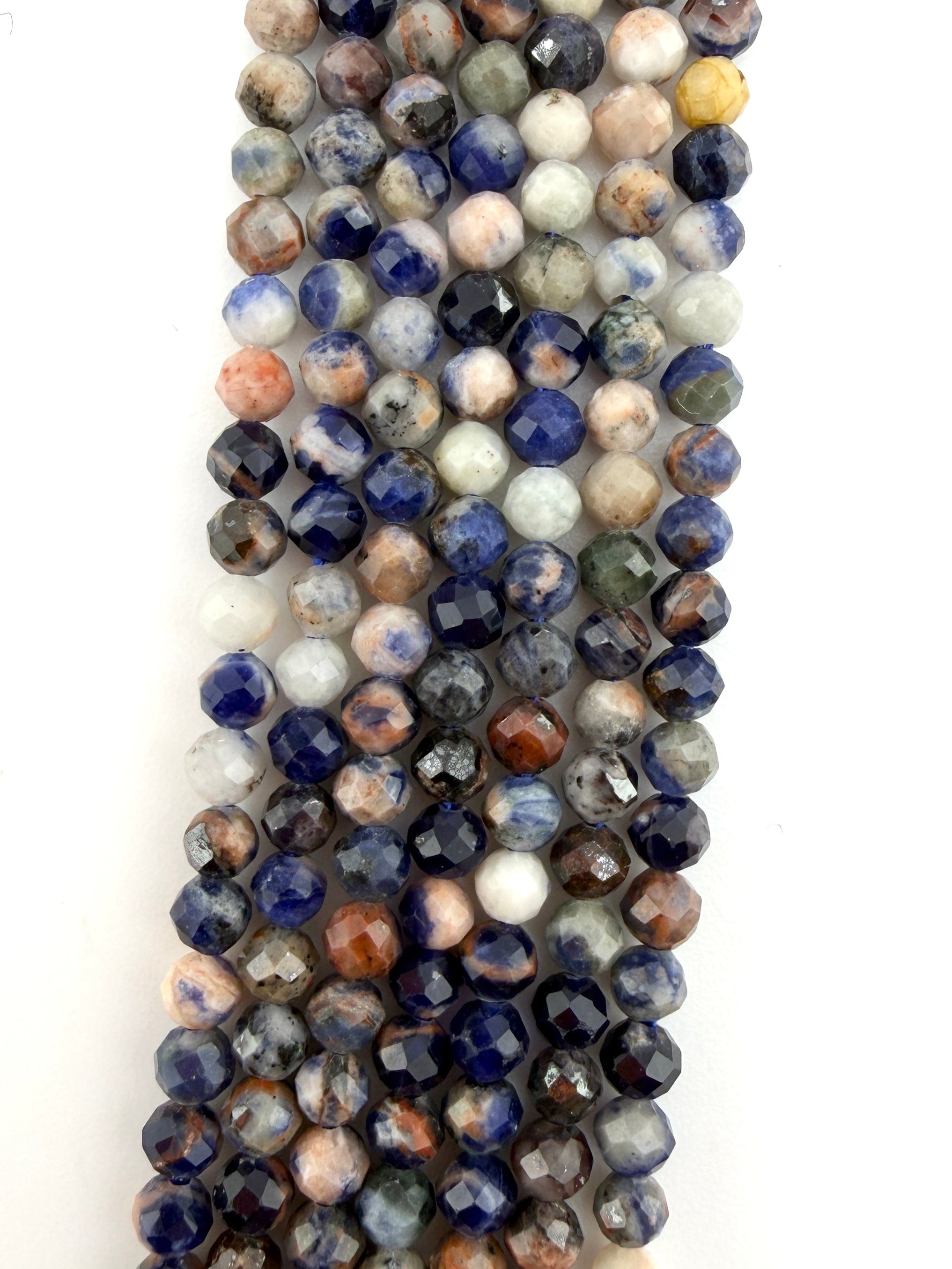 3mm Faceted Orange Sodalite Beads