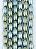 4x6mm Hematite Rice Beads Metallic Green Blue