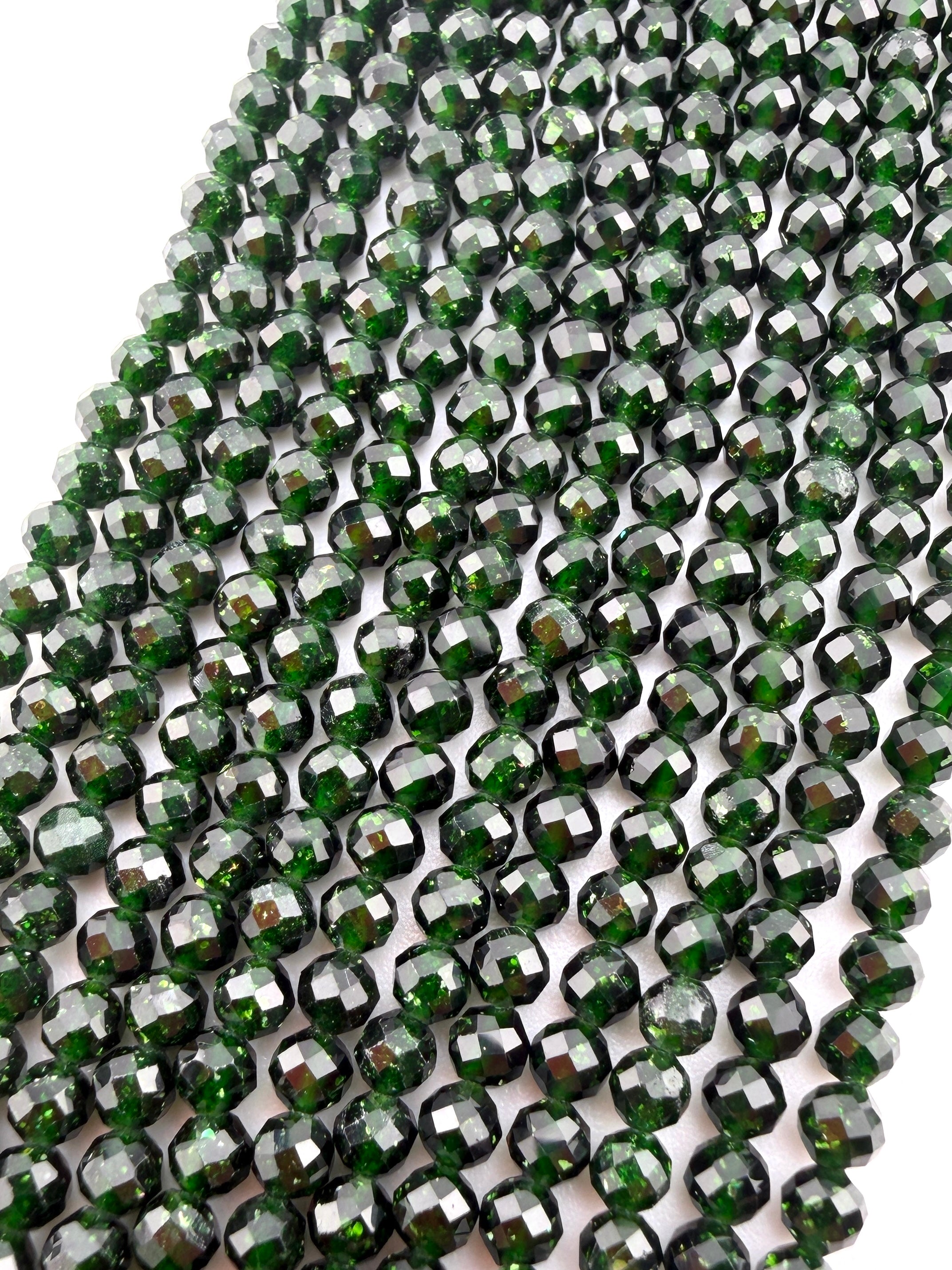 3mm Faceted Green Sand Stone Beads