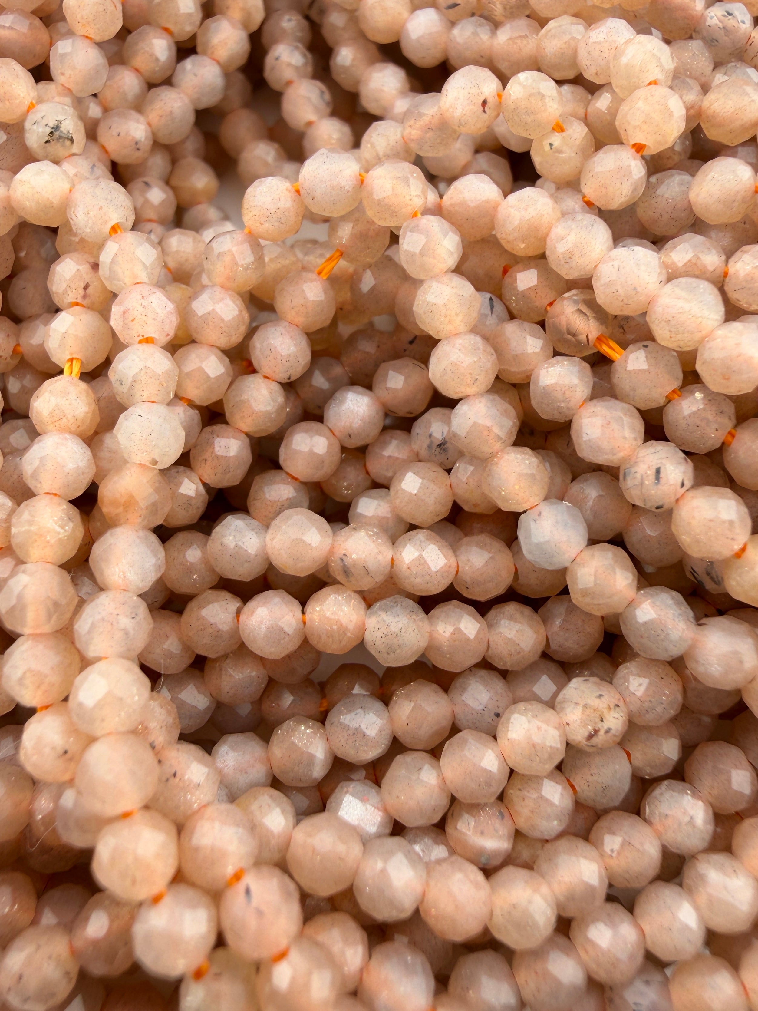 3mm Faceted Sun Stone Beads
