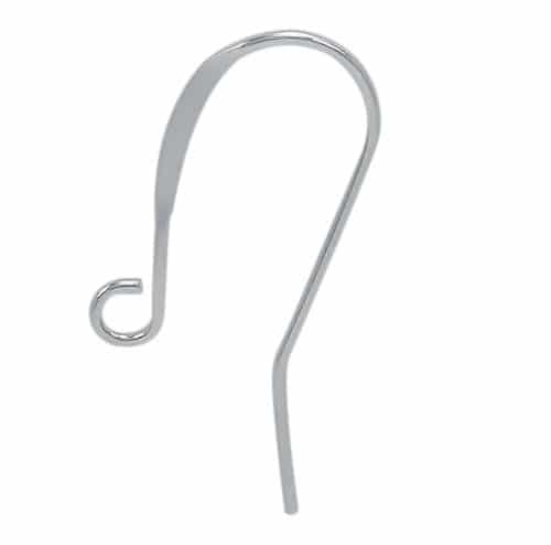 925 Sterling Silver flat long shepherd hook Ear wire, 25x13mm / Pair
