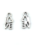 15mm LOVE Charm Rhodium