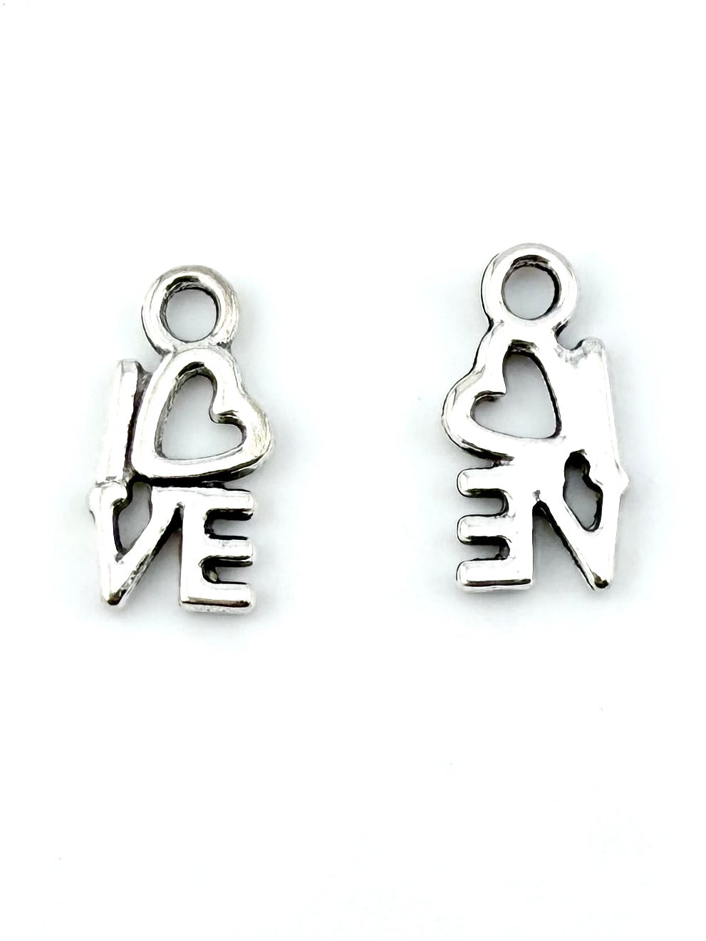 15mm LOVE Charm Rhodium