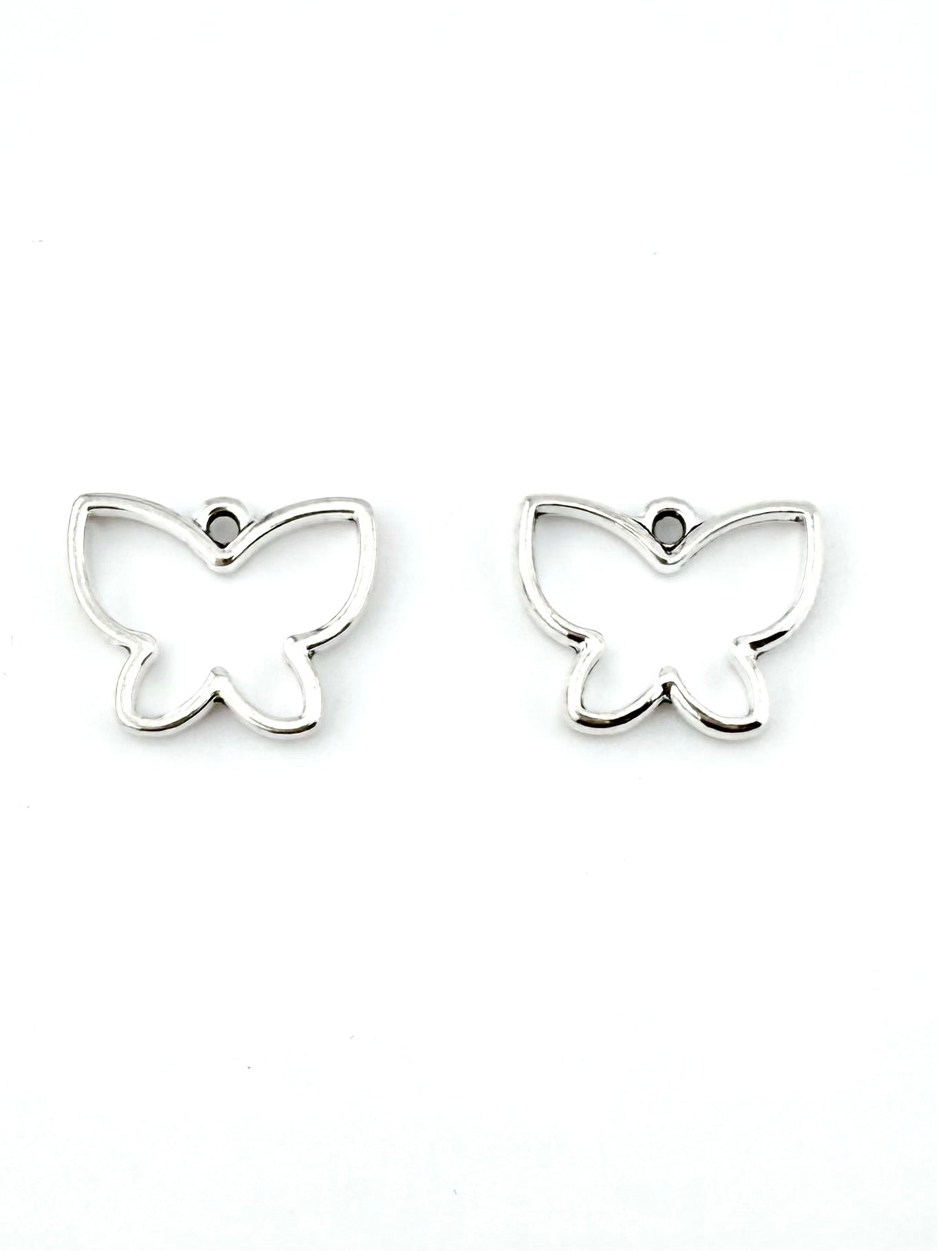 14mm Butterfly Frame Charm Rhodium
