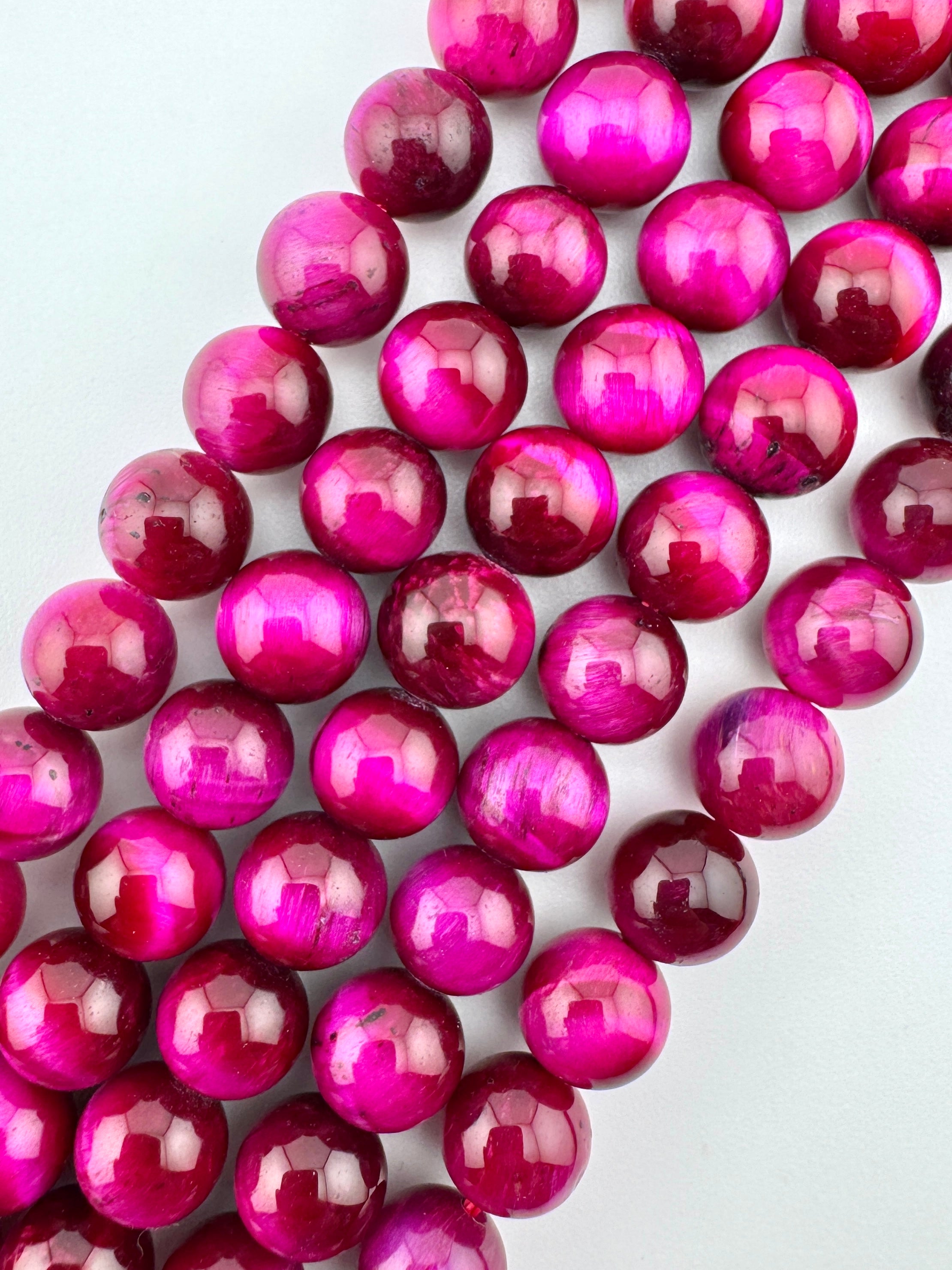 Dyed Tiger Eye Pink Beads Available in 6mm, 8mm Sizes