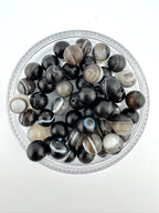 Matte Black Banded Agate Beads Available in 6mm, 8mm Sizes