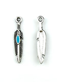 29mm Long Feather Blue Charm Rhodium