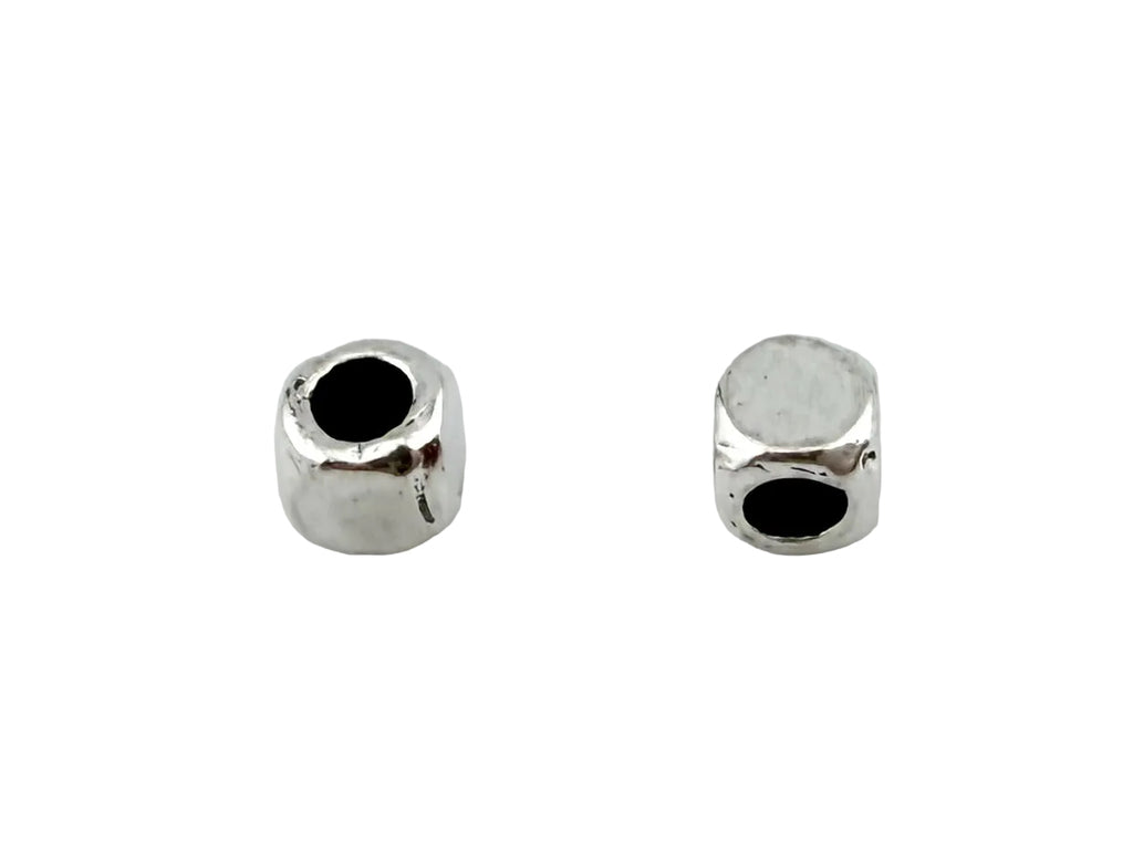 3x3mm Rounded Cube Spacer Bead Rhodium
