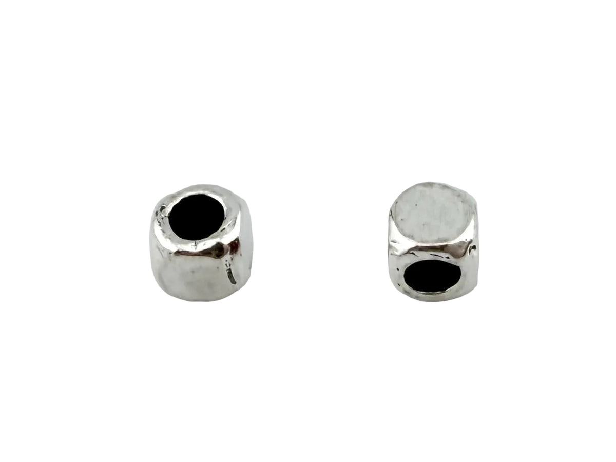 3x3mm Rounded Cube Spacer Bead Rhodium