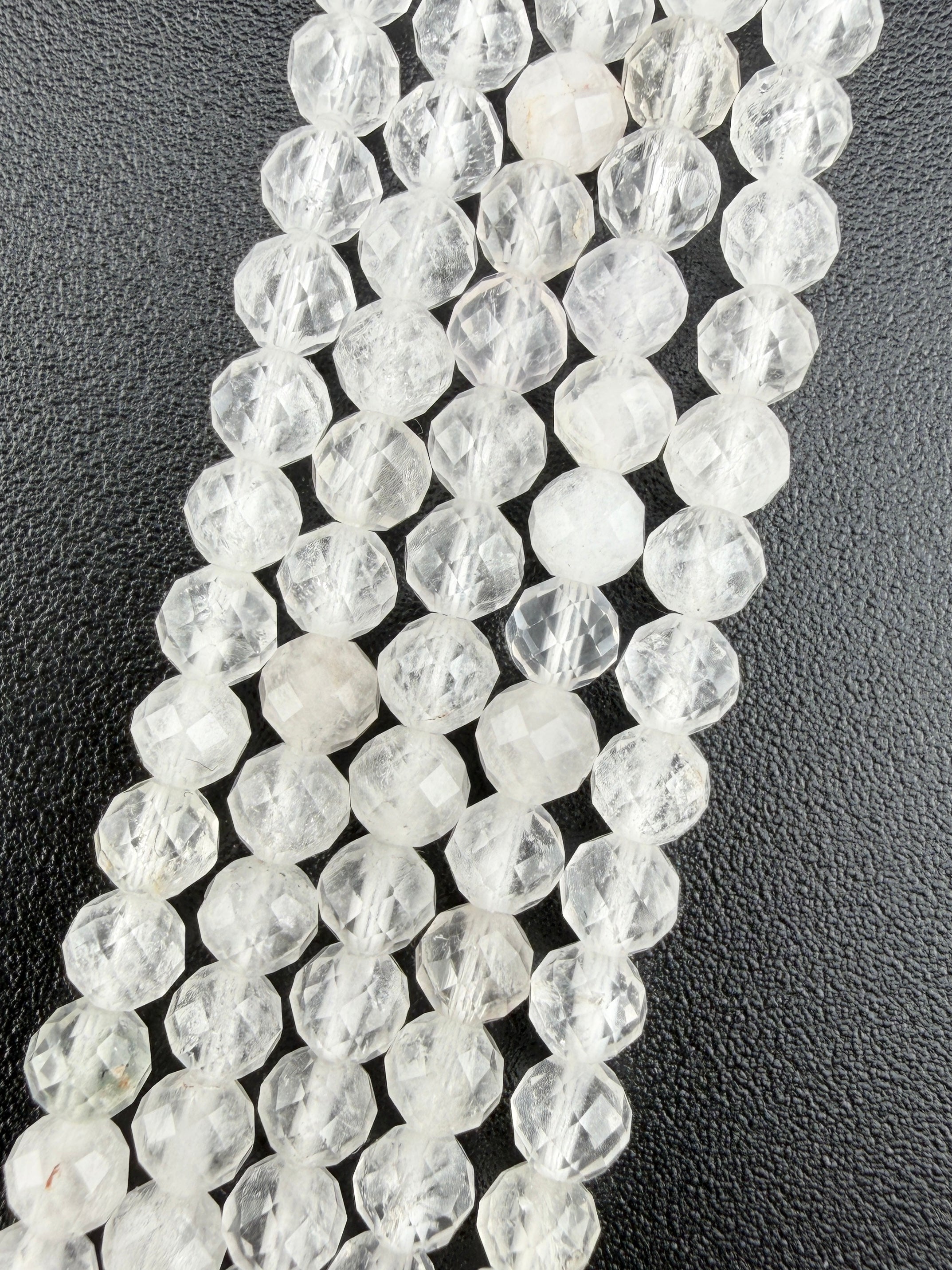 4mm Faceted Clear Quartz Beads