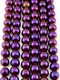 8mm Round Hematite Beads Metallic Purple Gold