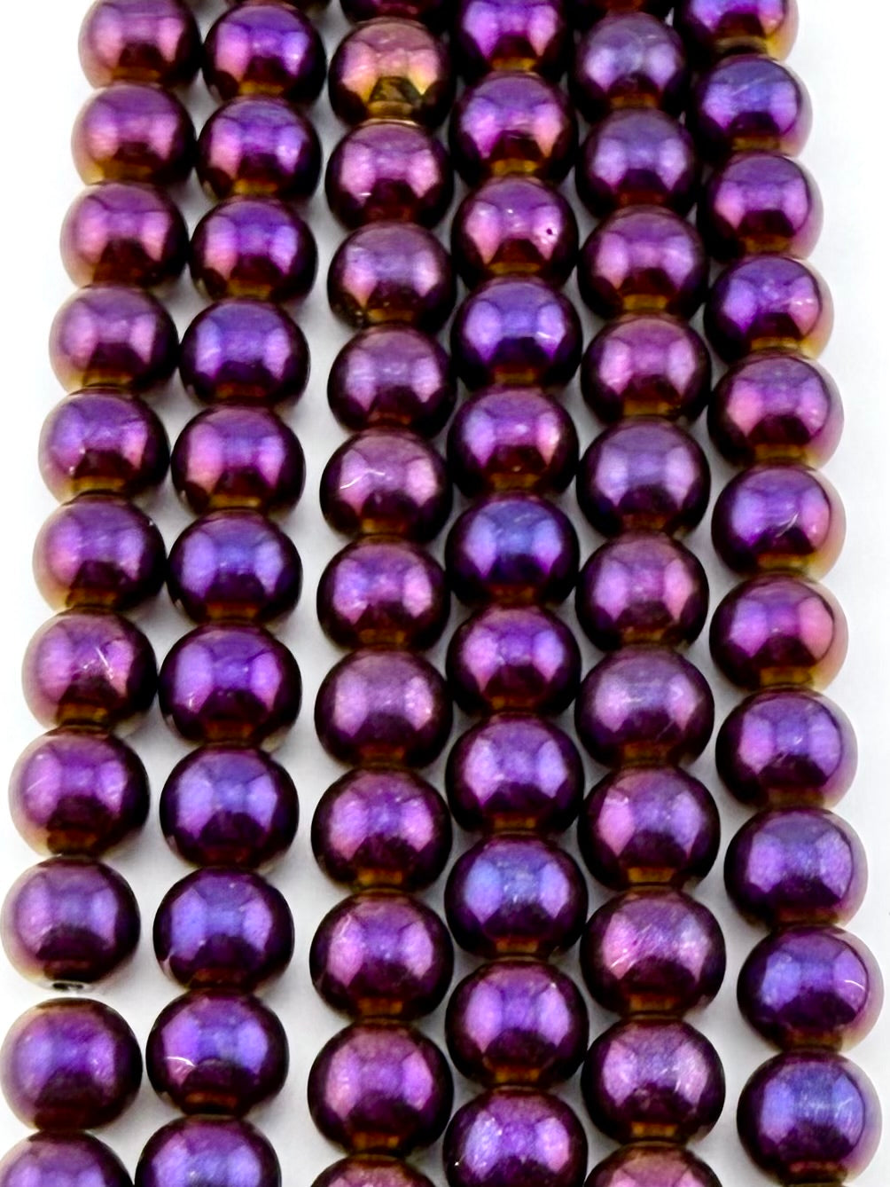 8mm Round Hematite Beads Metallic Purple Gold