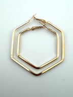 Gold Hexagon Hoop Earing Frame Pair