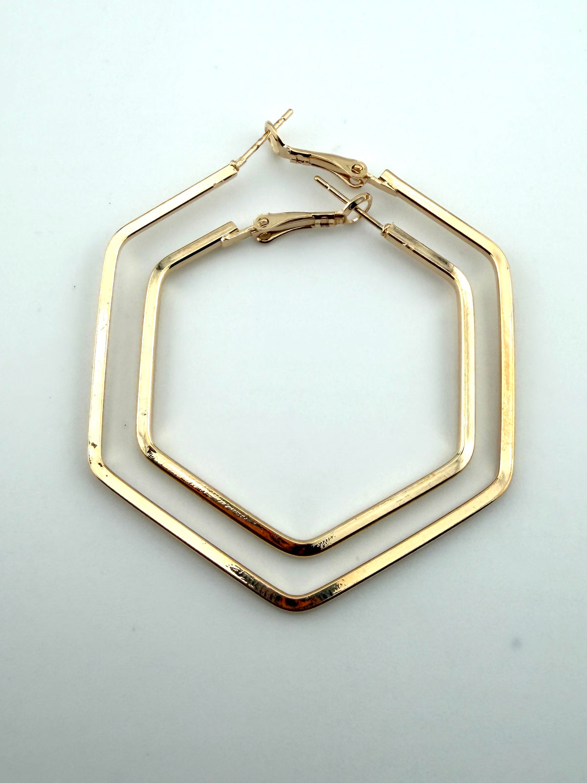 Gold Hexagon Hoop Earing Frame Pair