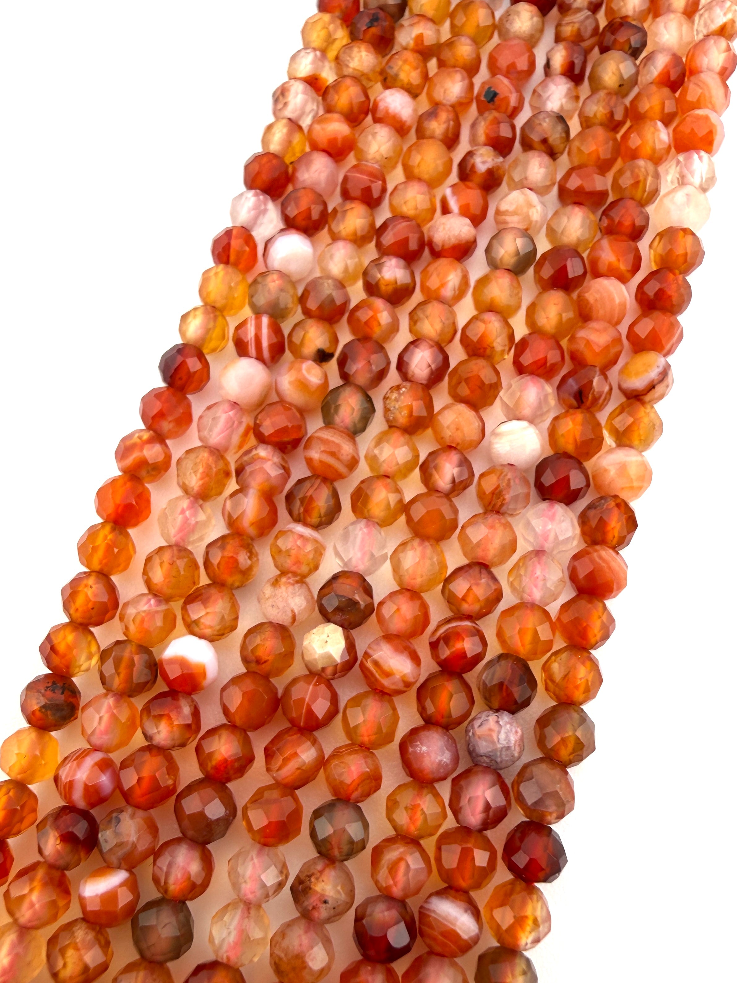 3.3mm Faceted Carnelian Beads