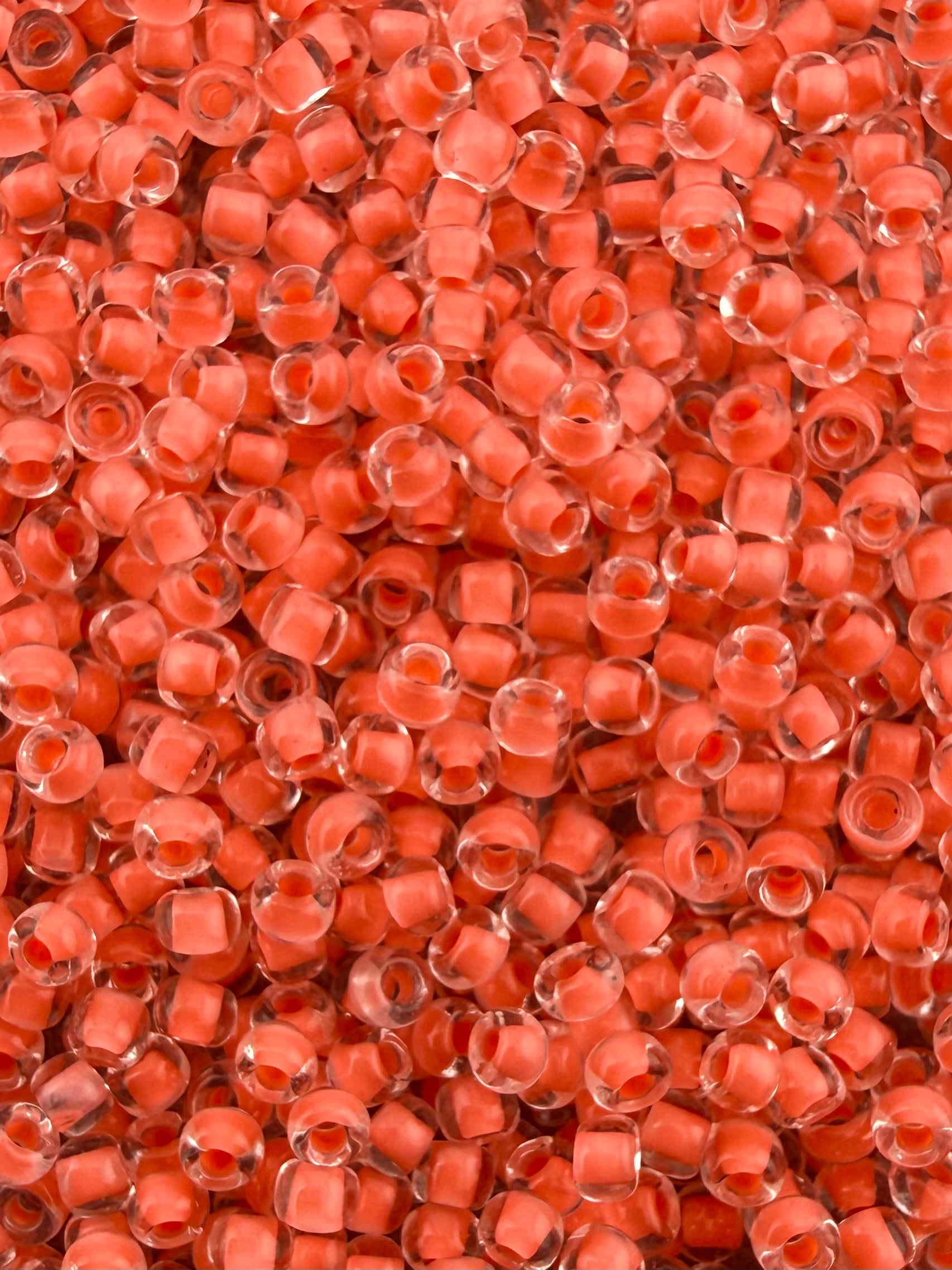 Mino Seed Beads 11/0 Crystal Salmon Color Lined