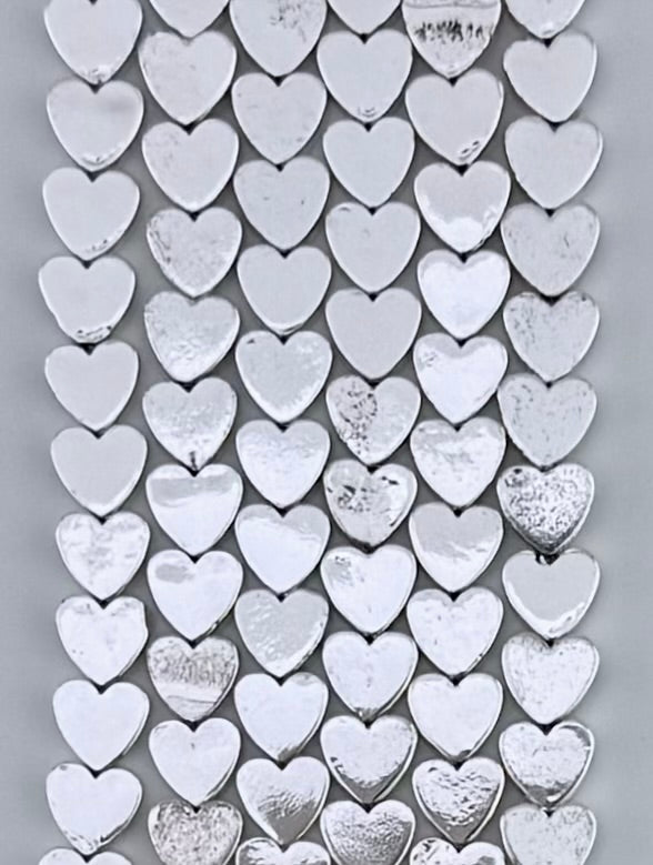 2.5x6mm Hematite Flat Heart Silver