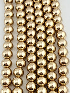 8mm Round Hematite Beads Gold