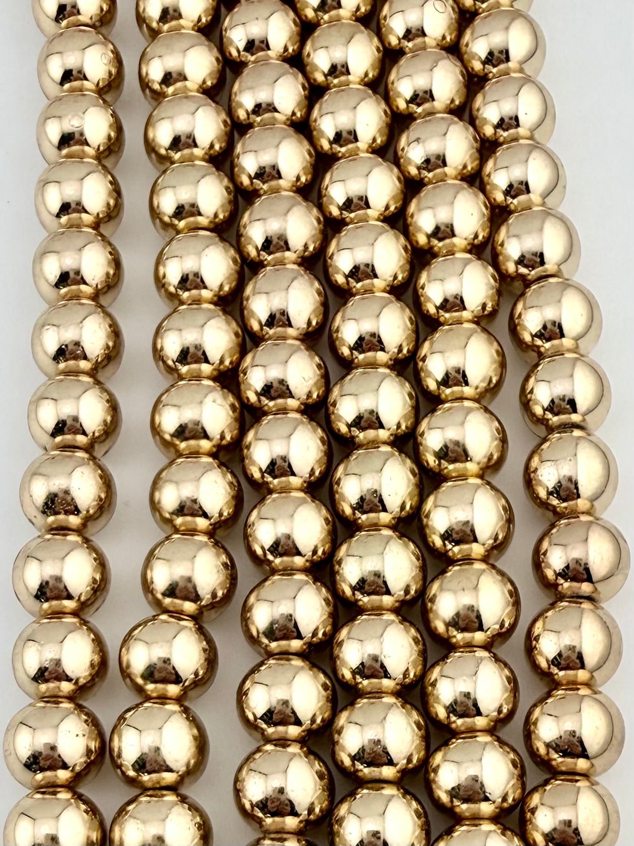 8mm Round Hematite Beads Gold