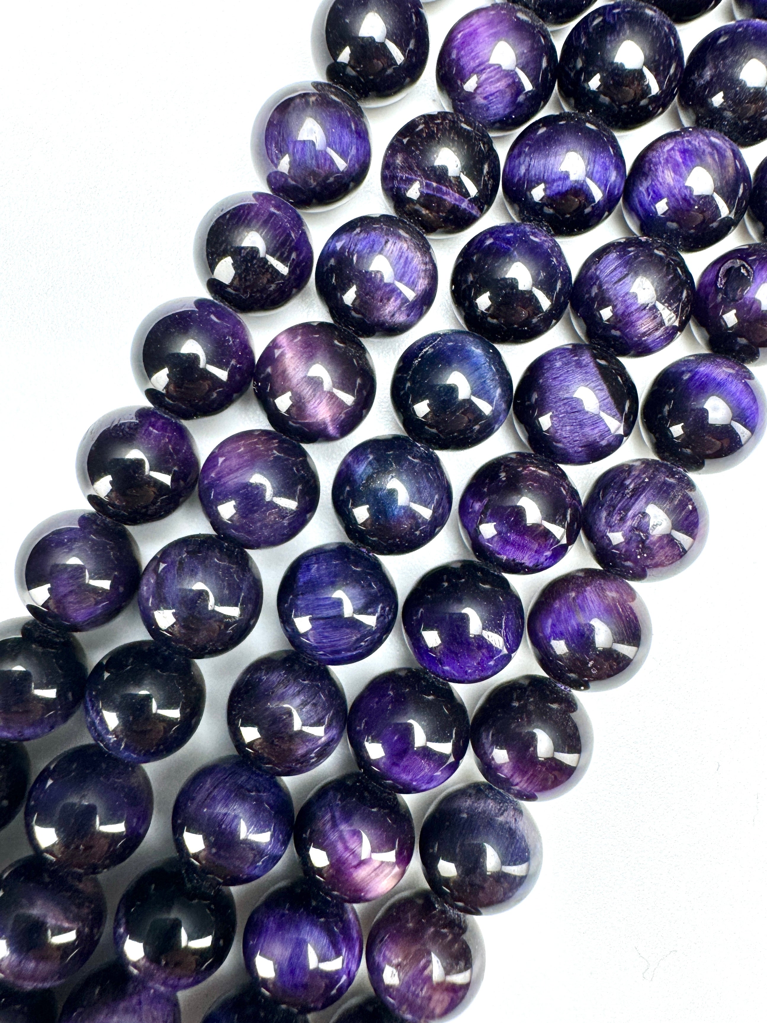 Dyed Purple Tigers Eye Beads Available in 6mm, 8mm Sizes