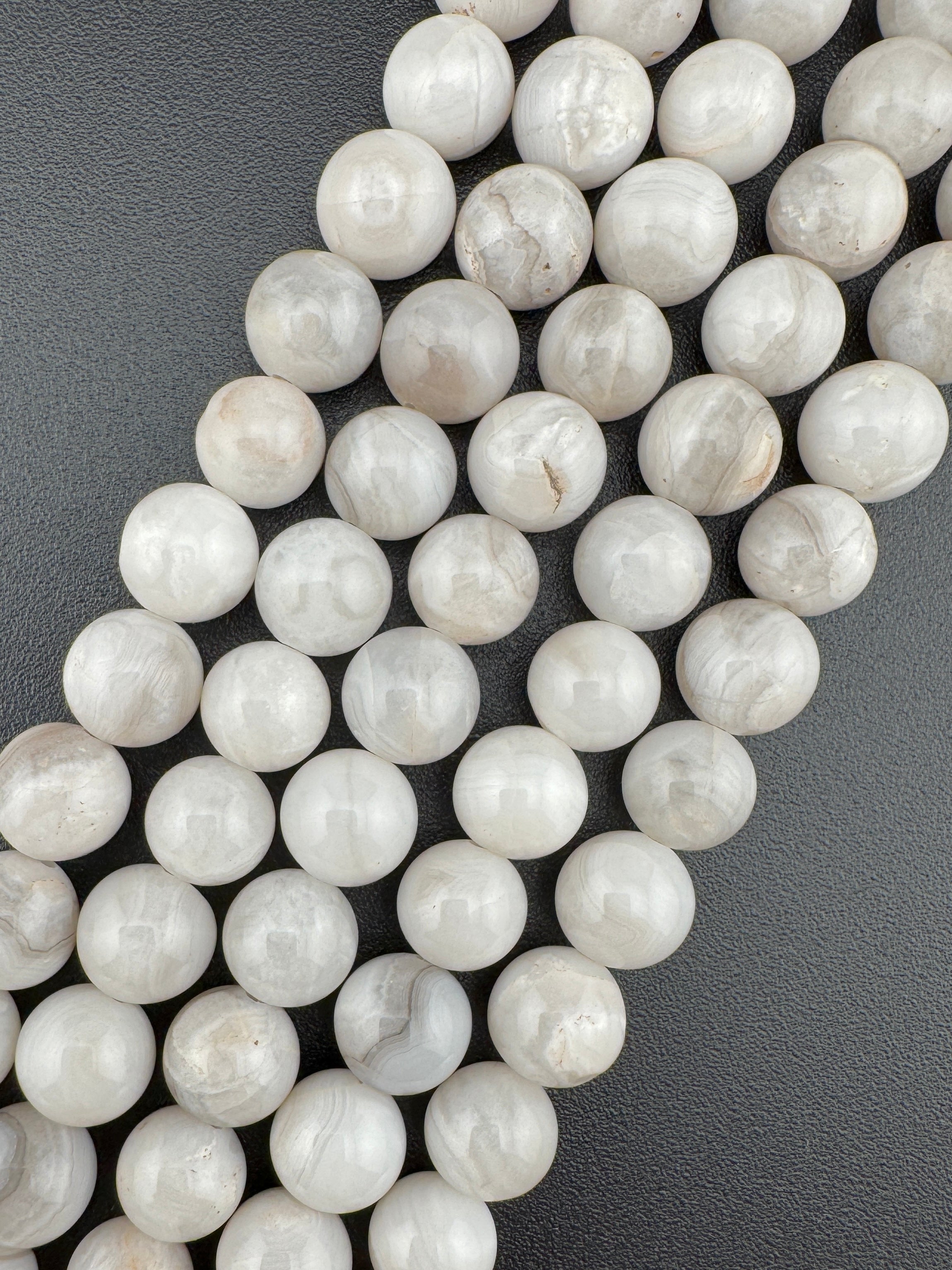 White Laced Agate Beads Available in 6mm, 8mm Sizes