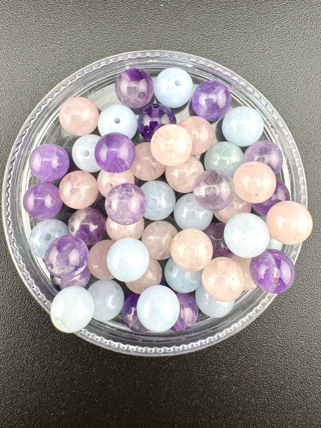 Amethyst Rose Quartz Aquamarin Trio Bead Available in 6mm, 8mm sizes