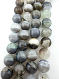 14mm Grey Carnelian Agate Beads