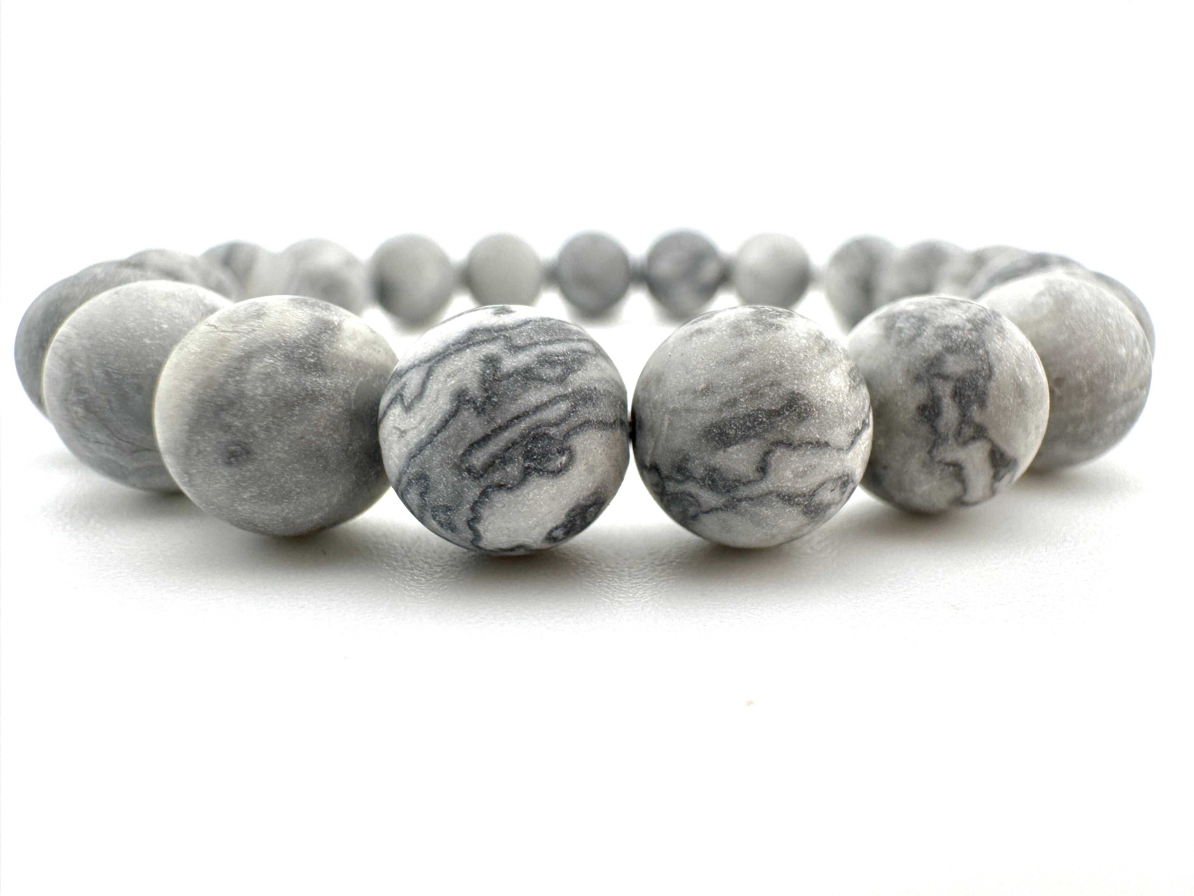 Matte Grey Scenery Jasper Beads Available in 6mm, 8mm Sizes
