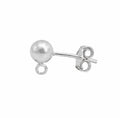 925 Sterling Silver Ball Post With Open Ring, 3mm / Pair