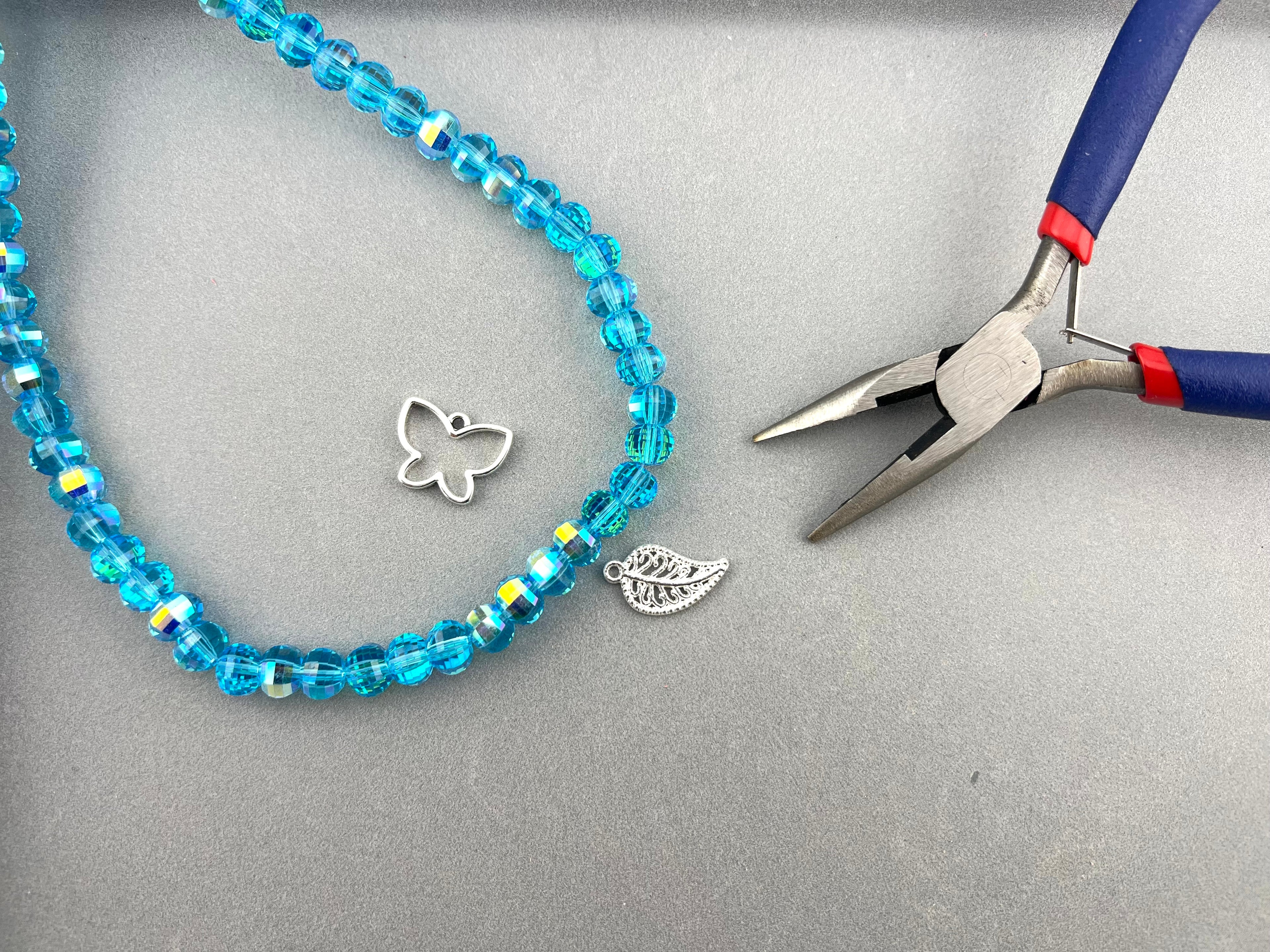 8mm Glass Rondelle Beads Blue AB