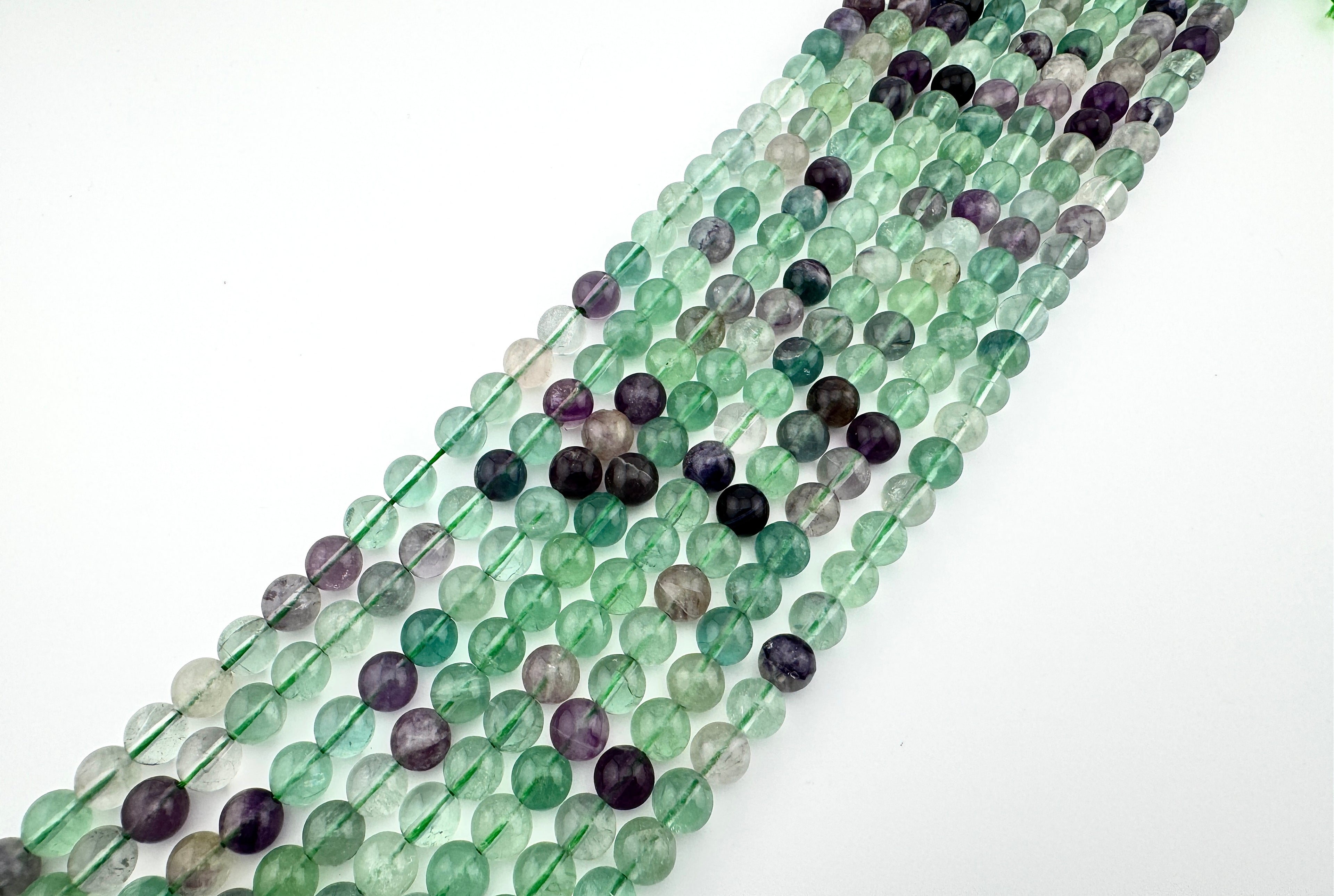 Natural Fluorite 15" Beads Strand Available in 6mm, 8mm, 10mm, 12mm, 14mm Sizes