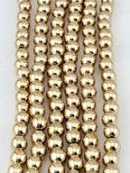 4mm Round Hematite Beads Gold