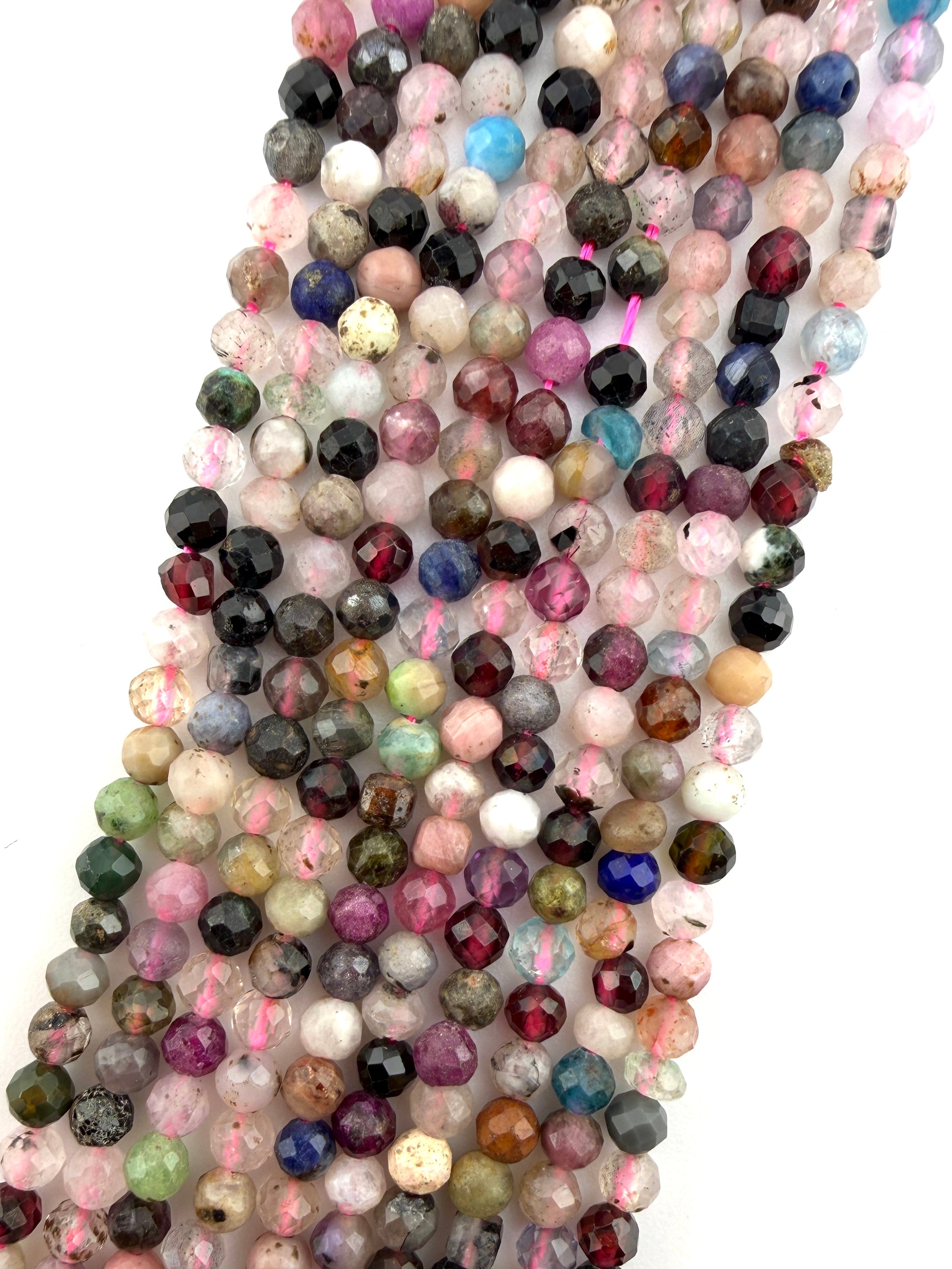 3mm Faceted Mixed Stone Beads