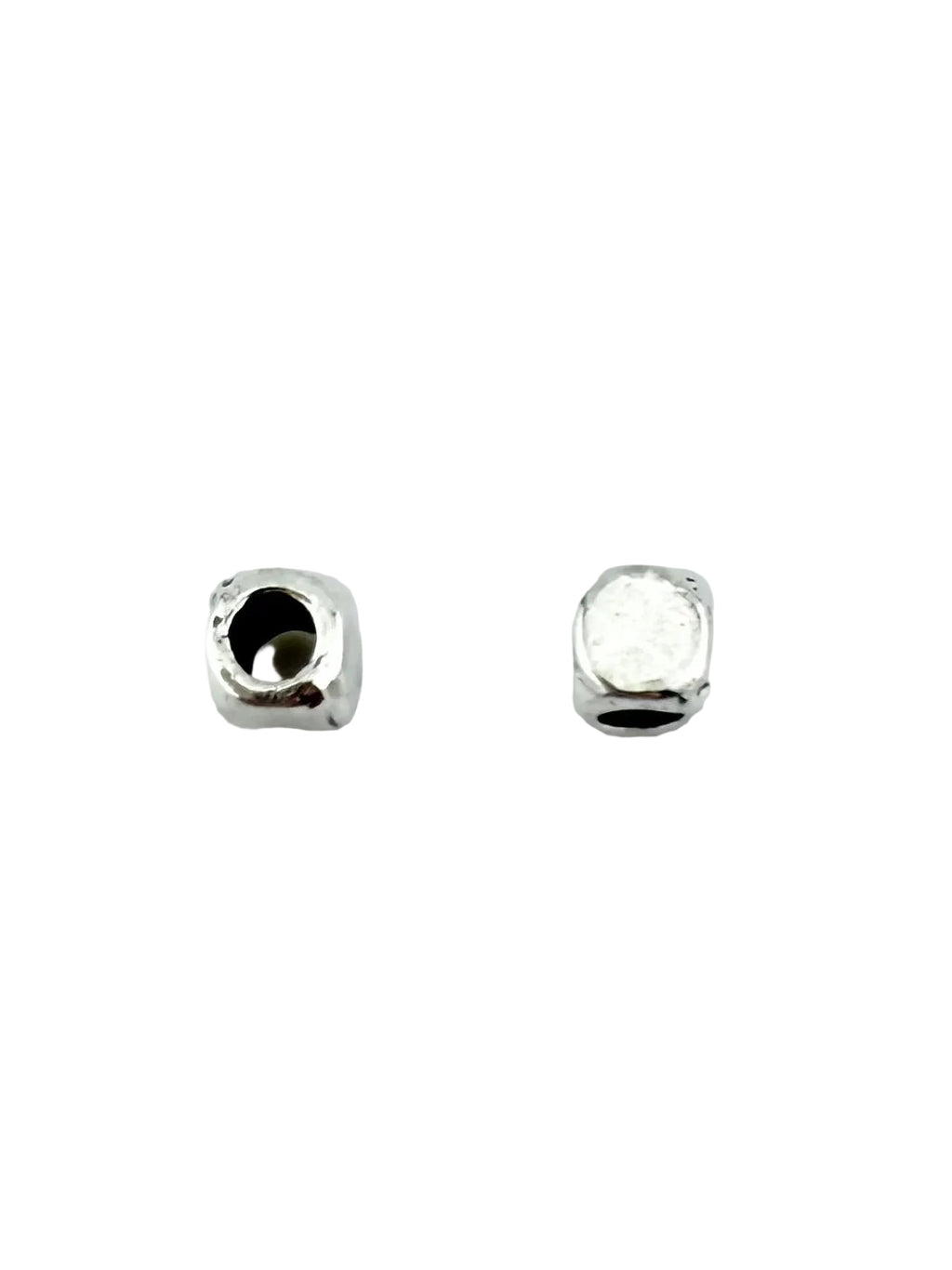 3x3mm Rounded Cube Spacer Bead Rhodium