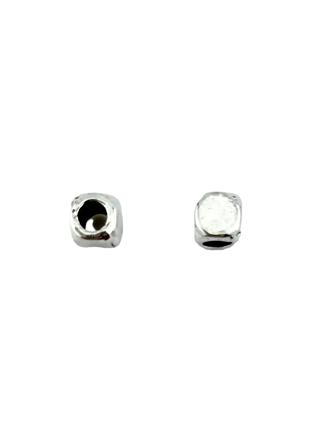 3x3mm Rounded Cube Spacer Bead Rhodium