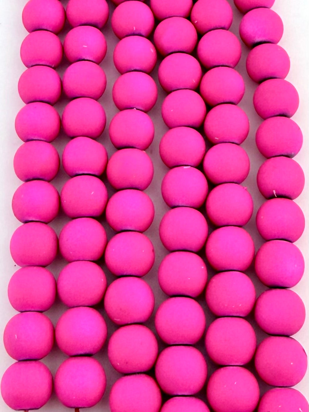 8mm Round Hematite Matte Coat Neon Pink