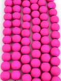 8mm Round Hematite Matte Coat Neon Pink