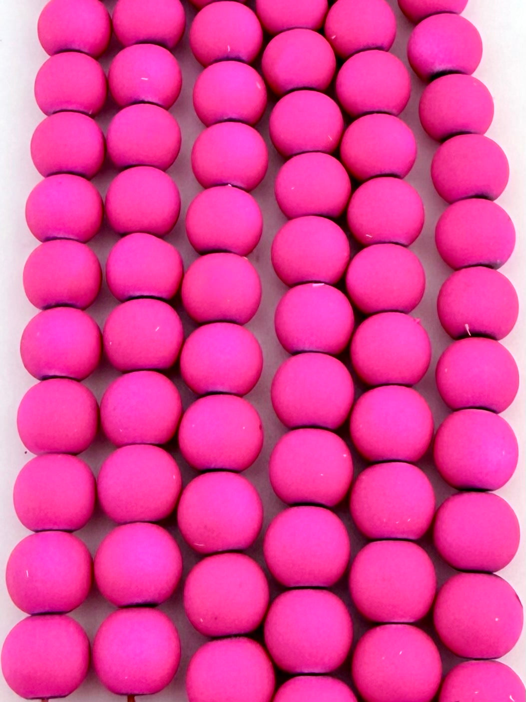 8mm Round Hematite Matte Coat Neon Pink