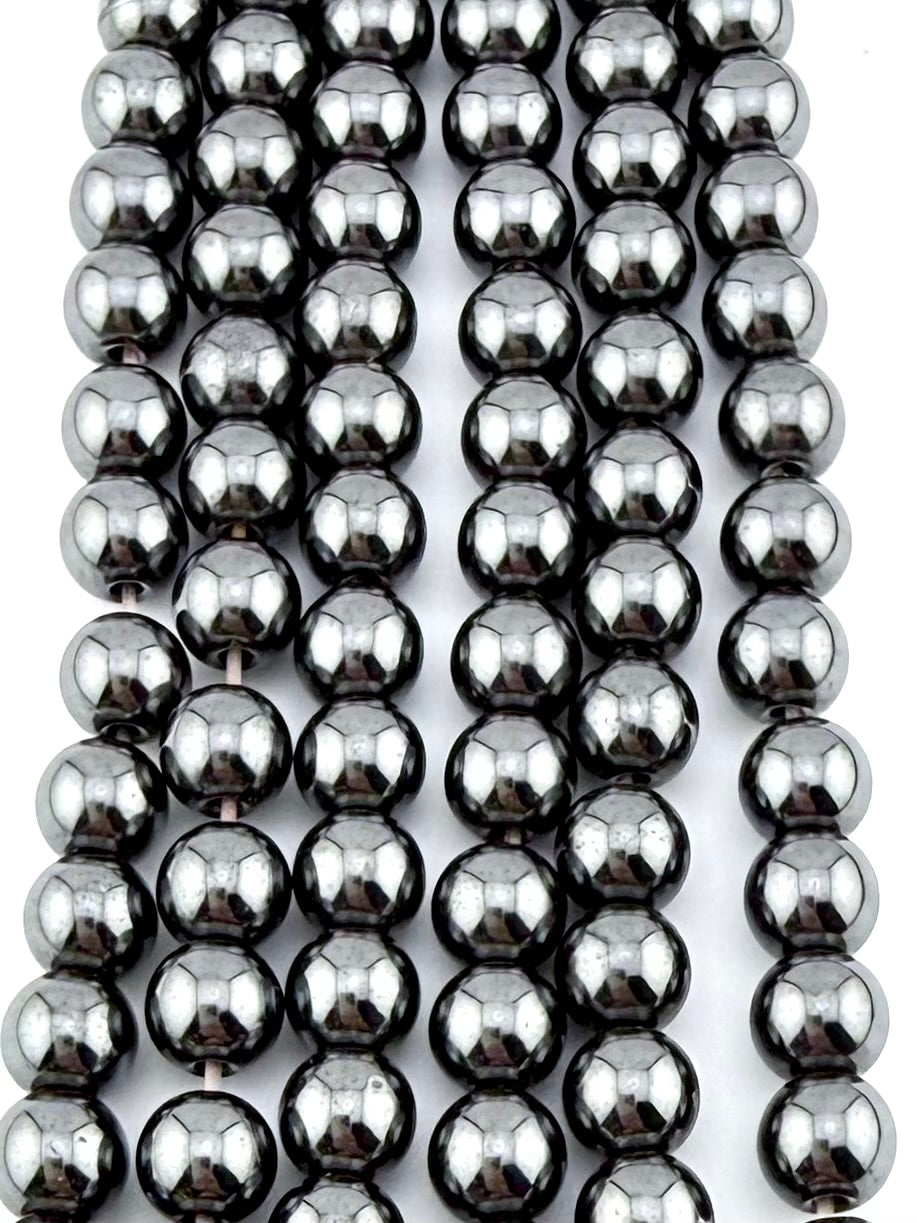 6mm Round Hematite Beads Gunmetal