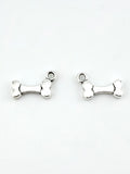 16mm Dog Bone Charm Rhodium