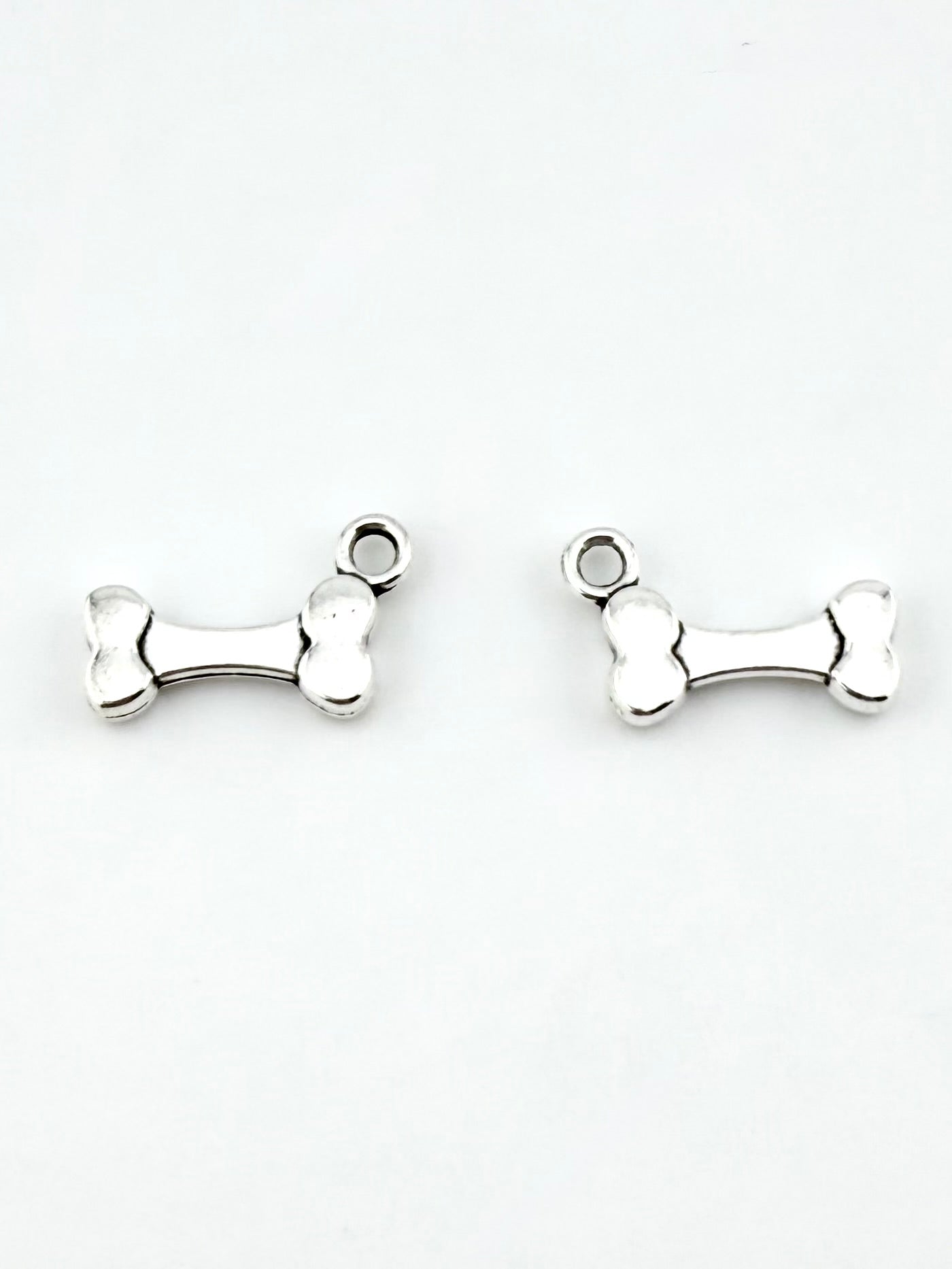 16mm Dog Bone Charm Rhodium