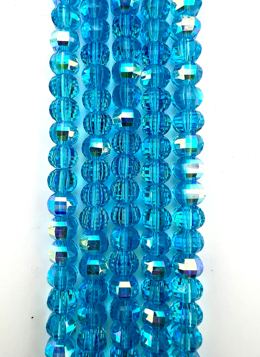 8mm Glass Rondelle Beads Blue AB