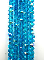 8mm Glass Rondelle Beads Blue AB