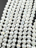 6mm Glass Faceted Rondelle Beads Cloudy White AB