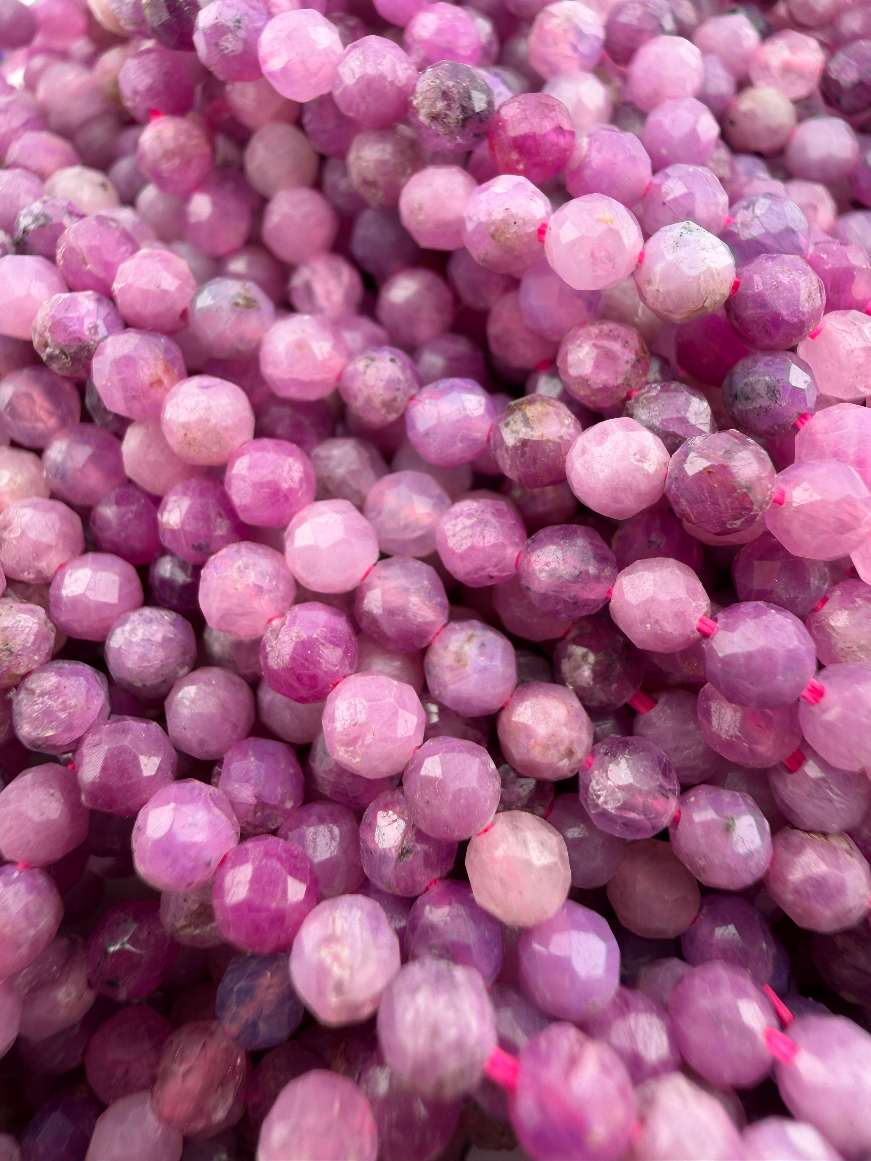 3.5mm Faceted Light Ruby Beads