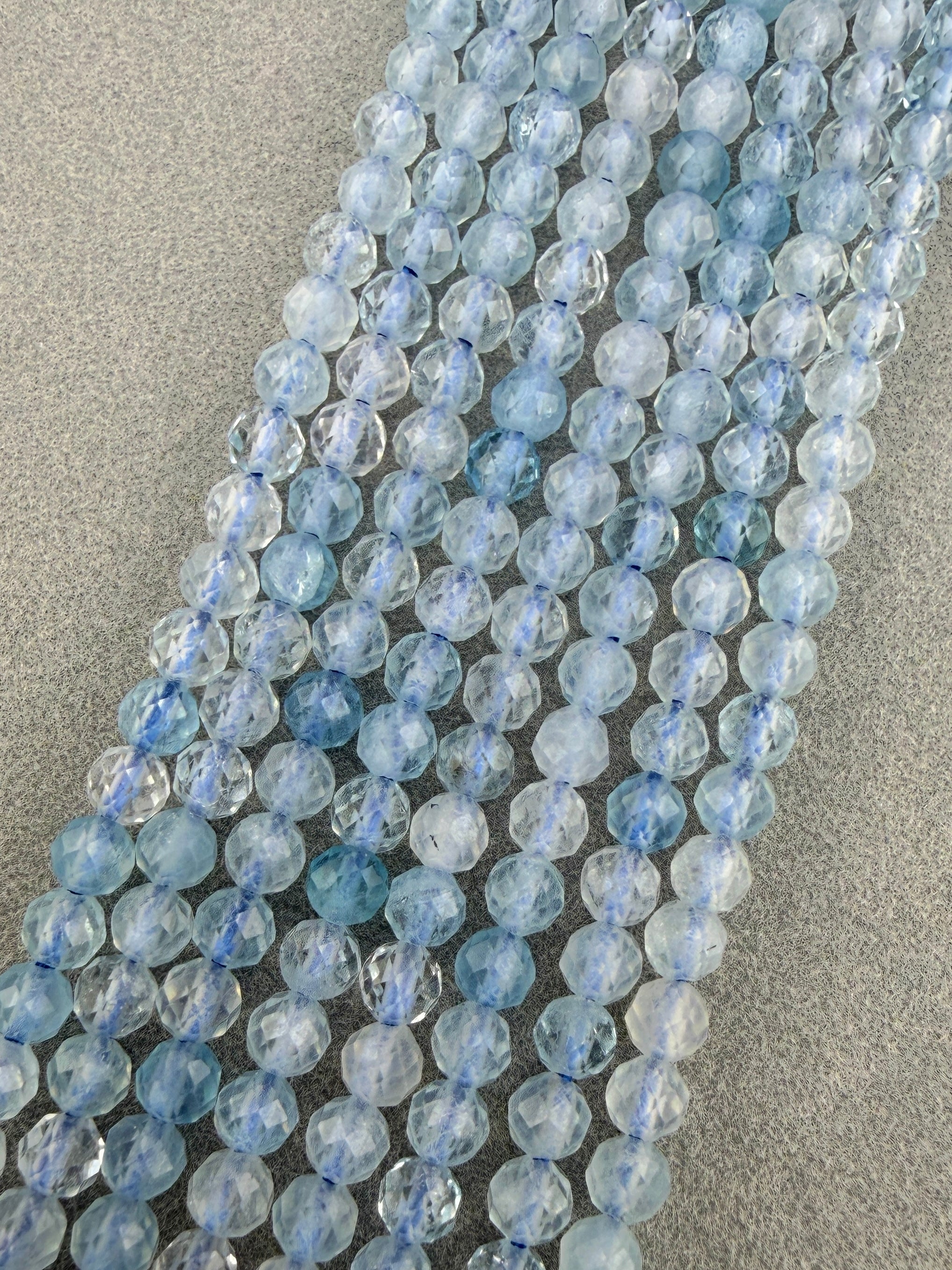3mm Faceted Aquamarine Beads
