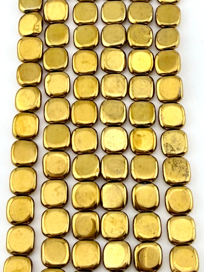 2.5x8mm Hematite Flat Rounded Square Dark Gold