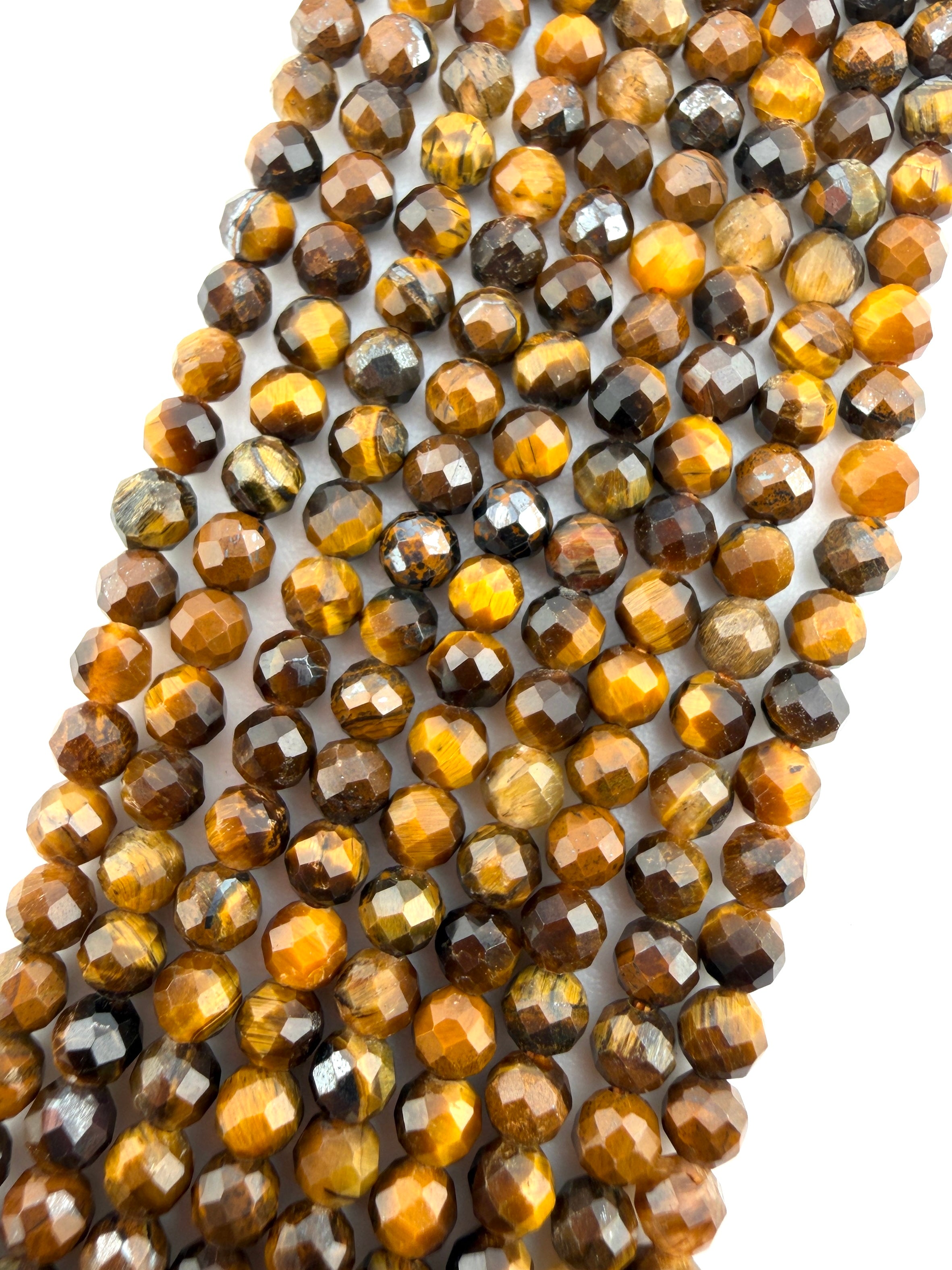 3mm Faceted Tigers Eye Beads