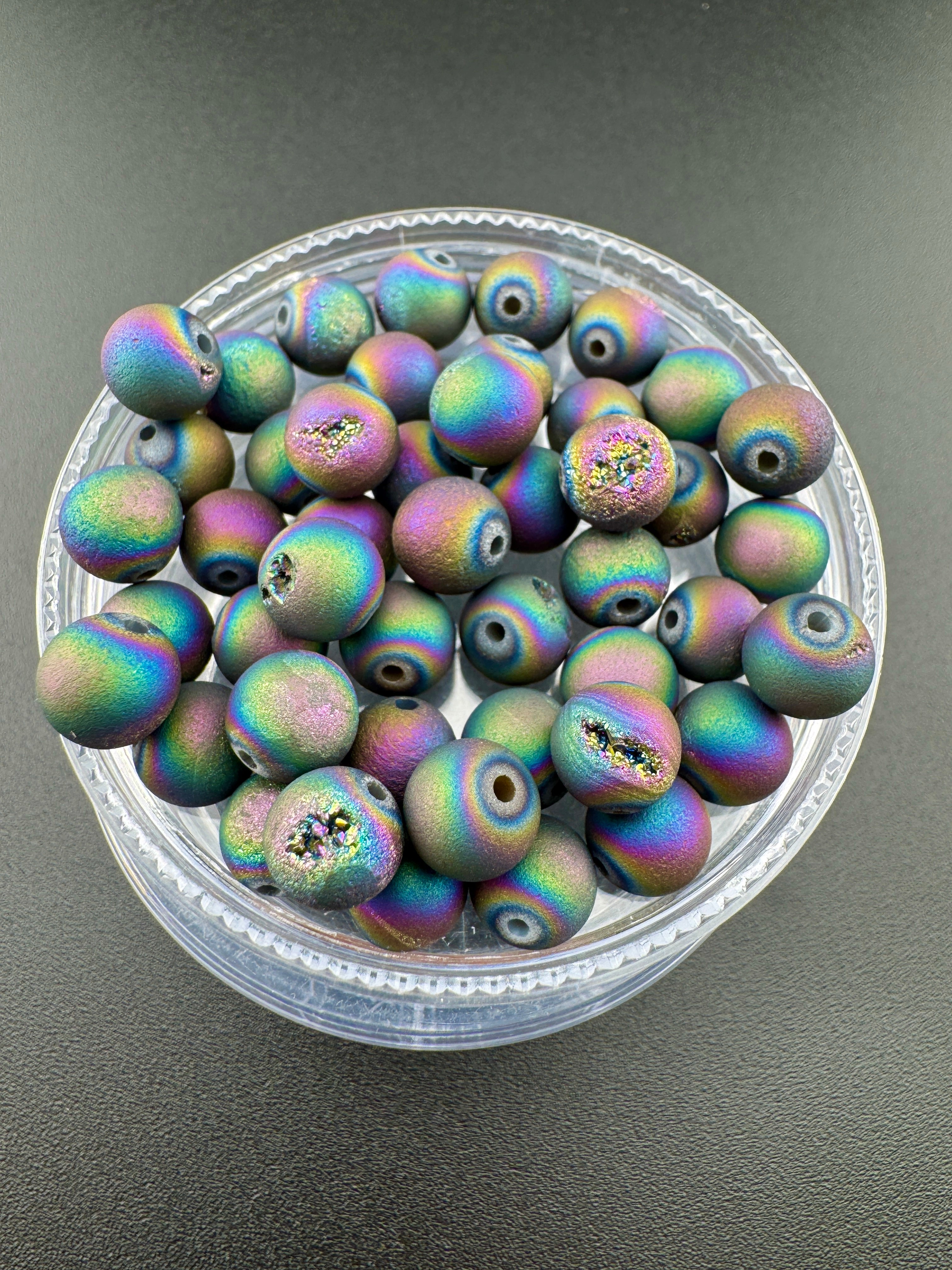 Rainbow Druzy Beads Available in 6mm, 8mm Sizes