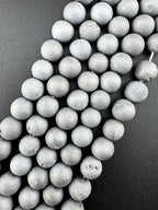 Silver Druzy Beads Available in 6mm, 8mm Sizes